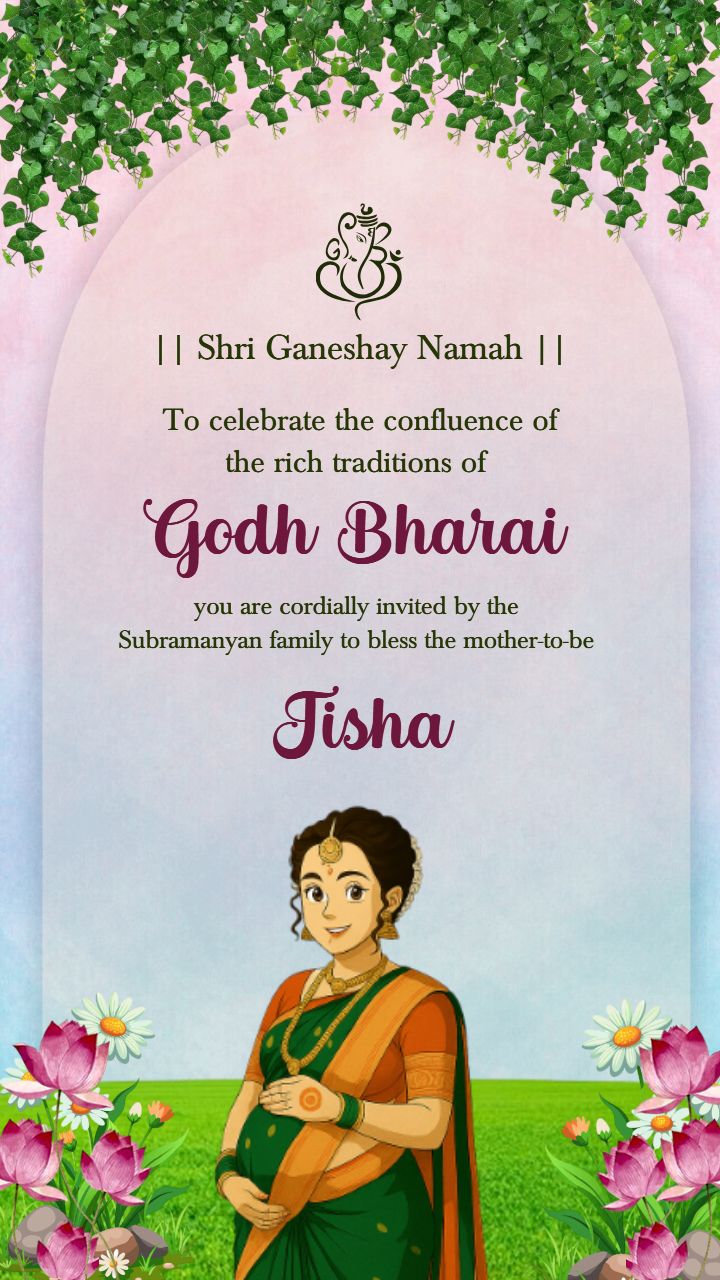Invitation Video Of Godh Bharai Function With Floral Theme