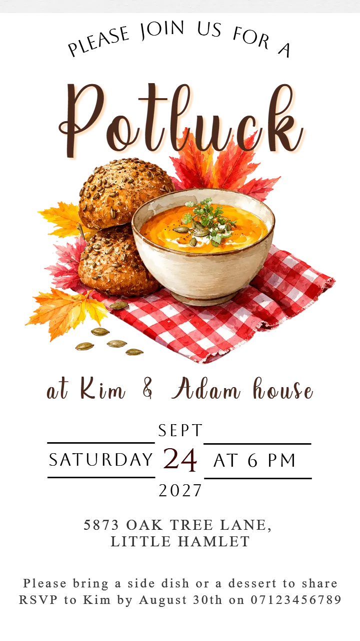 Potluck Party Invitation Designs for Shared Meals