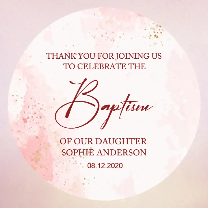 Baptism Thank You Tag for Baby Girl Celebration Gifts