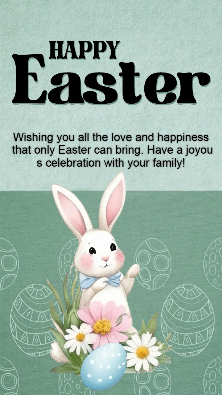 Printable Happy Easter Greetings Card in English Download