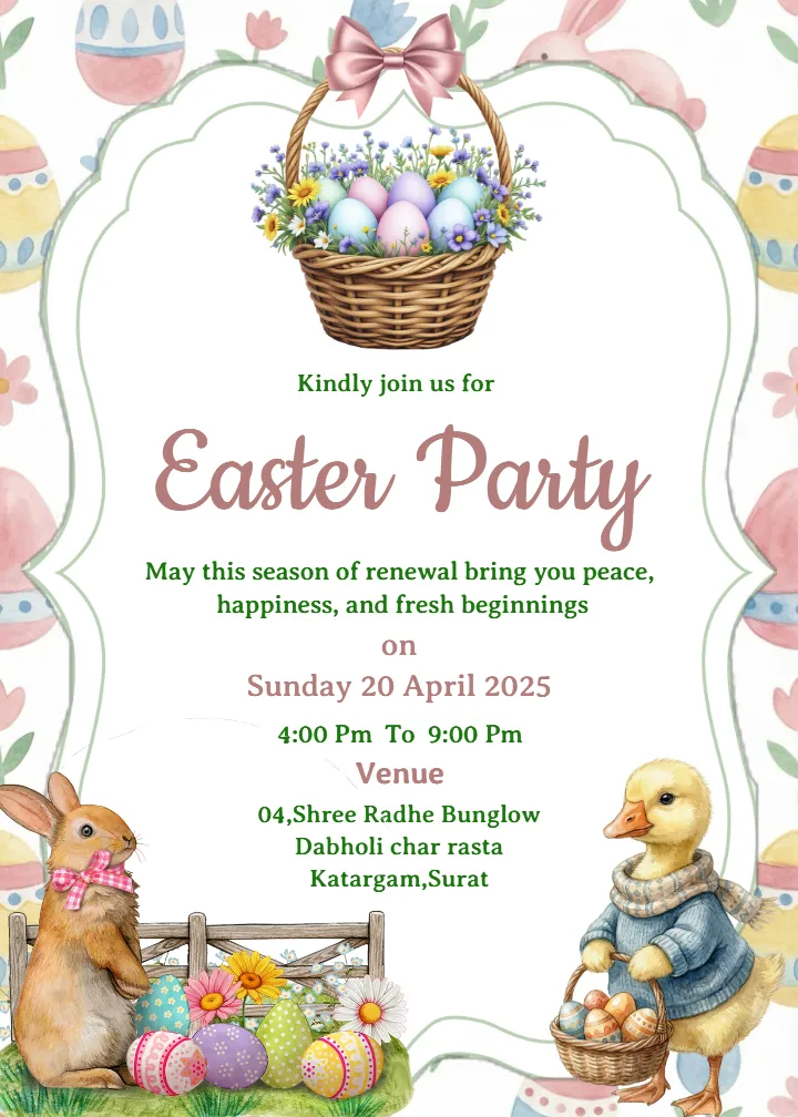 Creative Easter Party Invitation Card in English Design