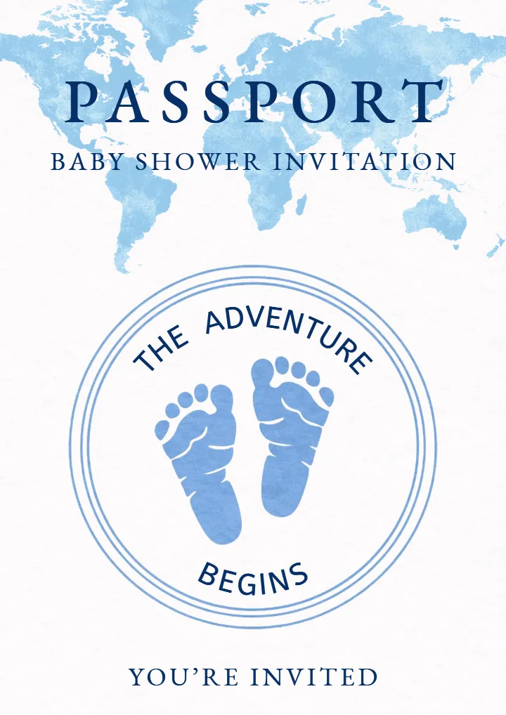 Passport Theme Baby Shower Invitation Card HD in English