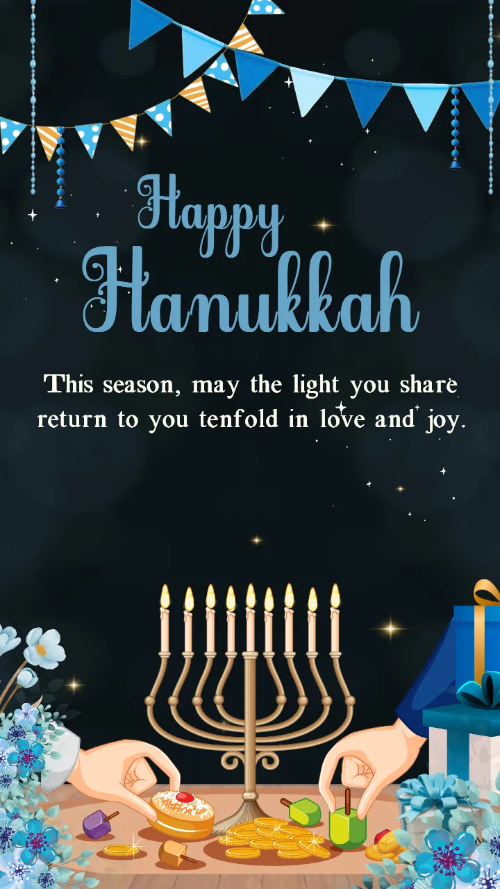 Happy Hanukkah Status Video With Elegant Blue Aesthetics