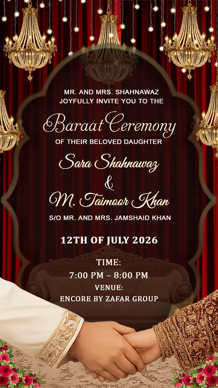 Barat Ceremony Invitation Template for Royal Wedding Events