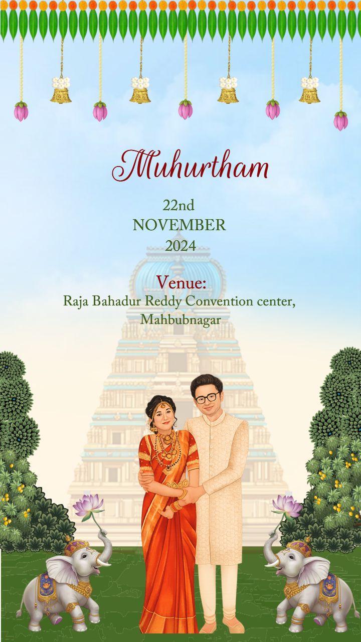 Animated South Wedding Video Invitation Template Card