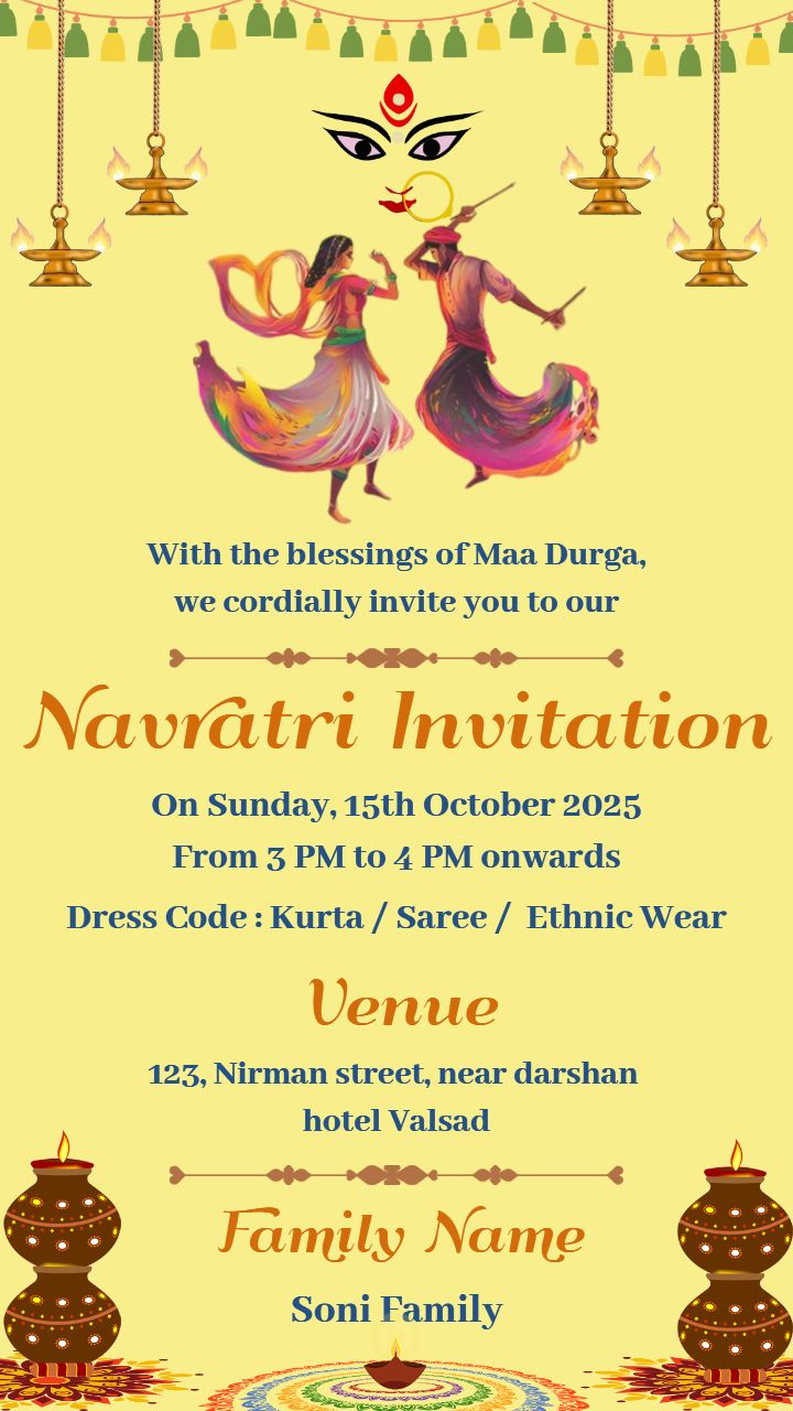Navratri invitation card Images with english language