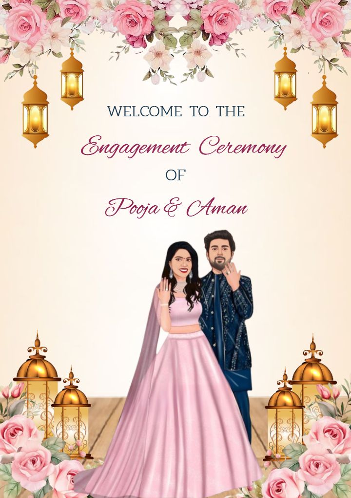 Rose Theme Engagement Welcome Board Template