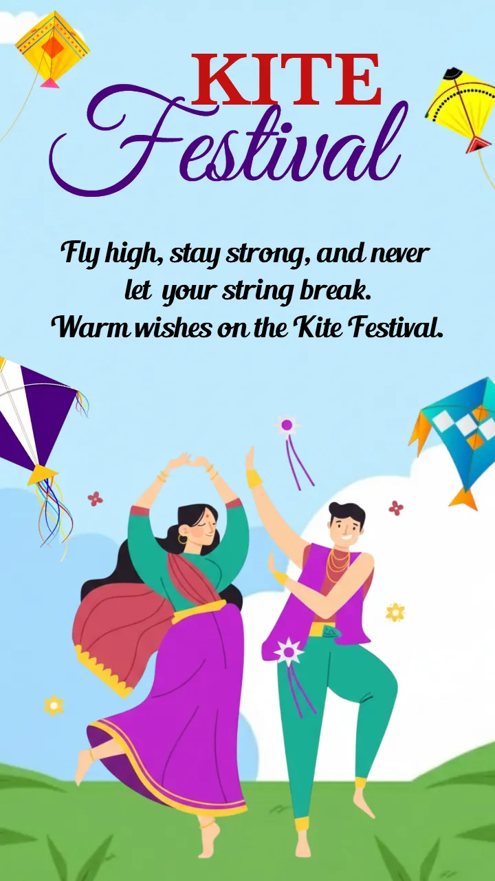 Creative Kite Festival Poster in English for Celebrations