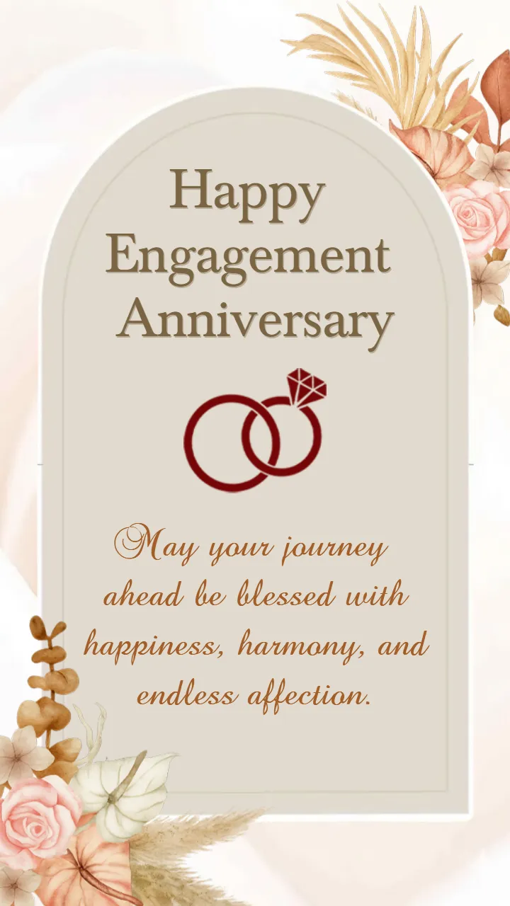 Ring Ceremony Anniversary Wishes With Elegant Floral Theme