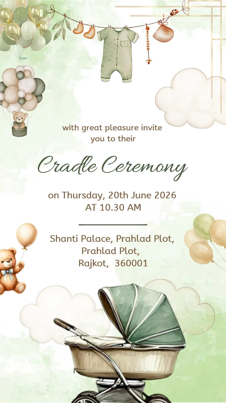 Cradle Ceremony Video Invitation with Baby Boy Theme