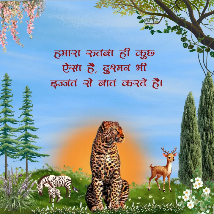 Royal Attitude Quotes in Hindi for Animals Theme