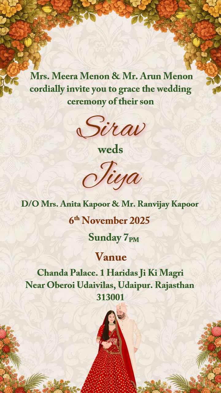 Elegant Wedding Invitations with Royal Couple Illustration