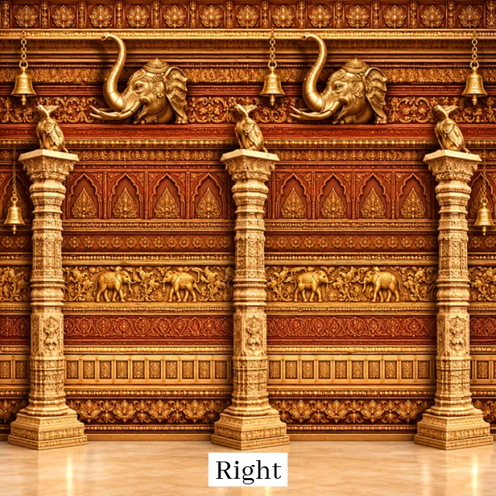 3D Ganesh Mandap Golden Floral Backdrop Design Collection