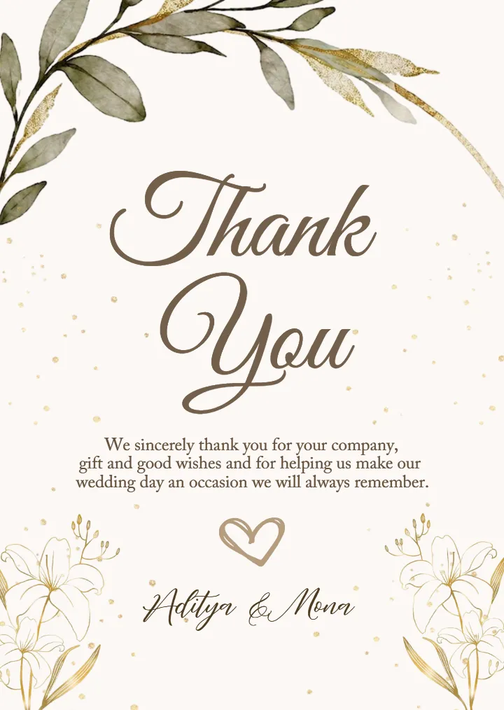 Wedding Thank You Message Template with Classic Theme