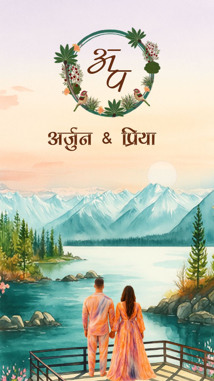 Modern Nature-Inspired Hindi Wedding invitation Templates