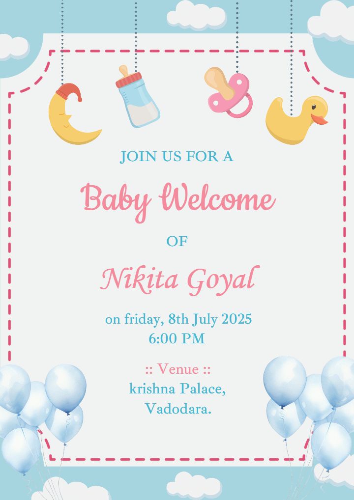 Baby Announcement Card with Cute and Colorful Design