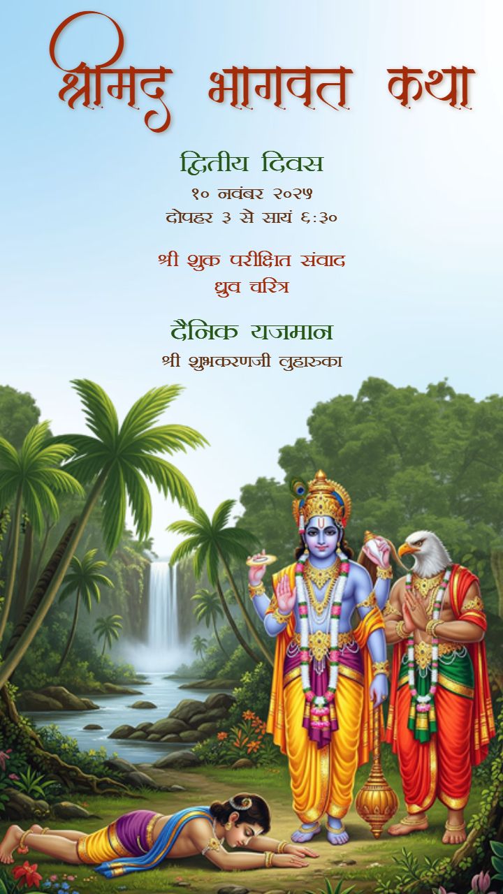 Shrimad Bhagwat 7 Day Katha Invitation Template in Hindi