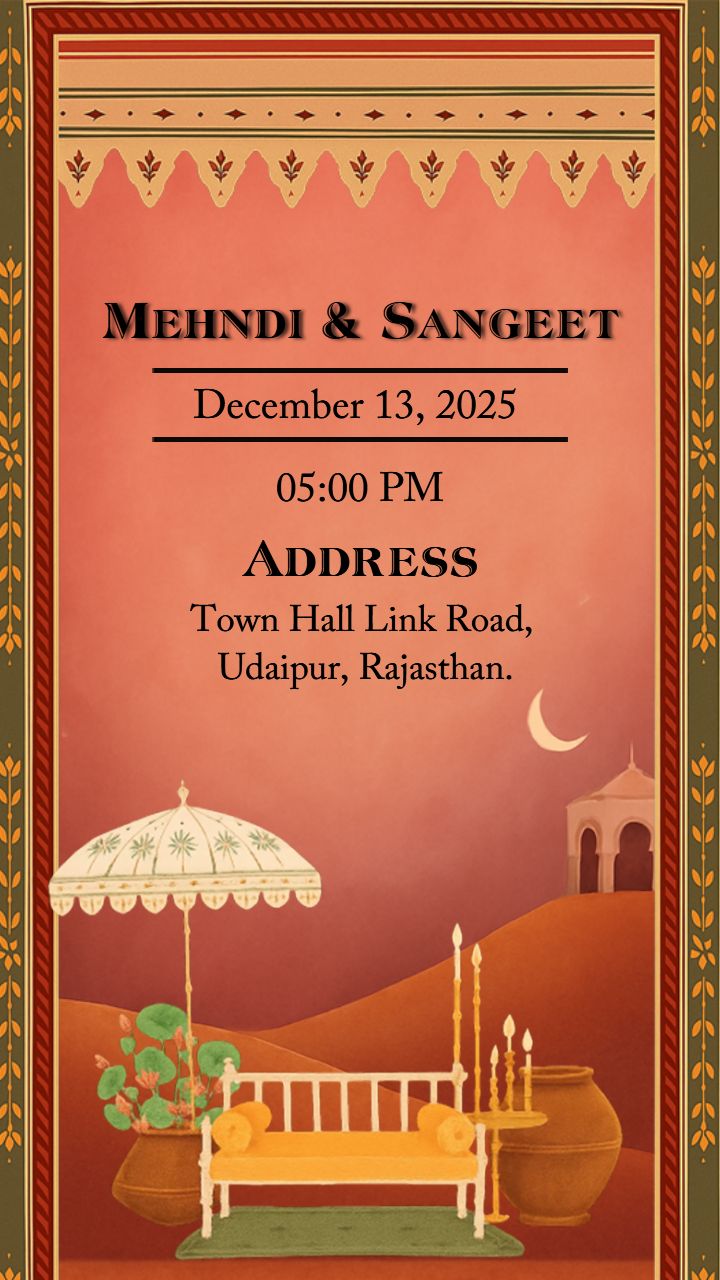 Rajasthani Style Wedding Invitation Design Card