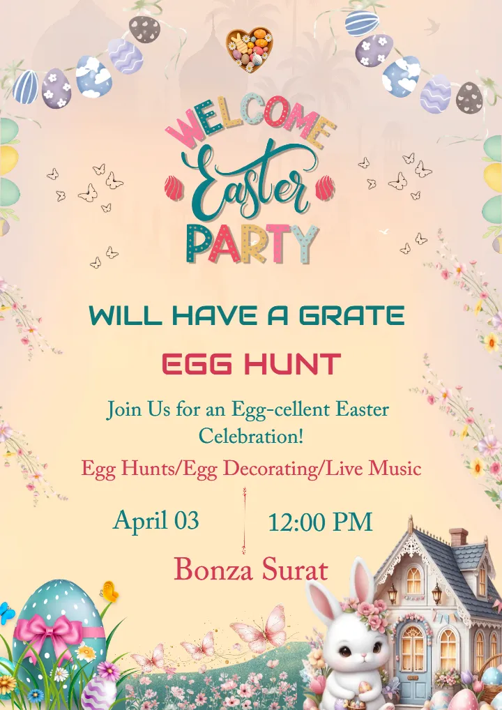 Download Welcome Easter Party Invitation Card in English