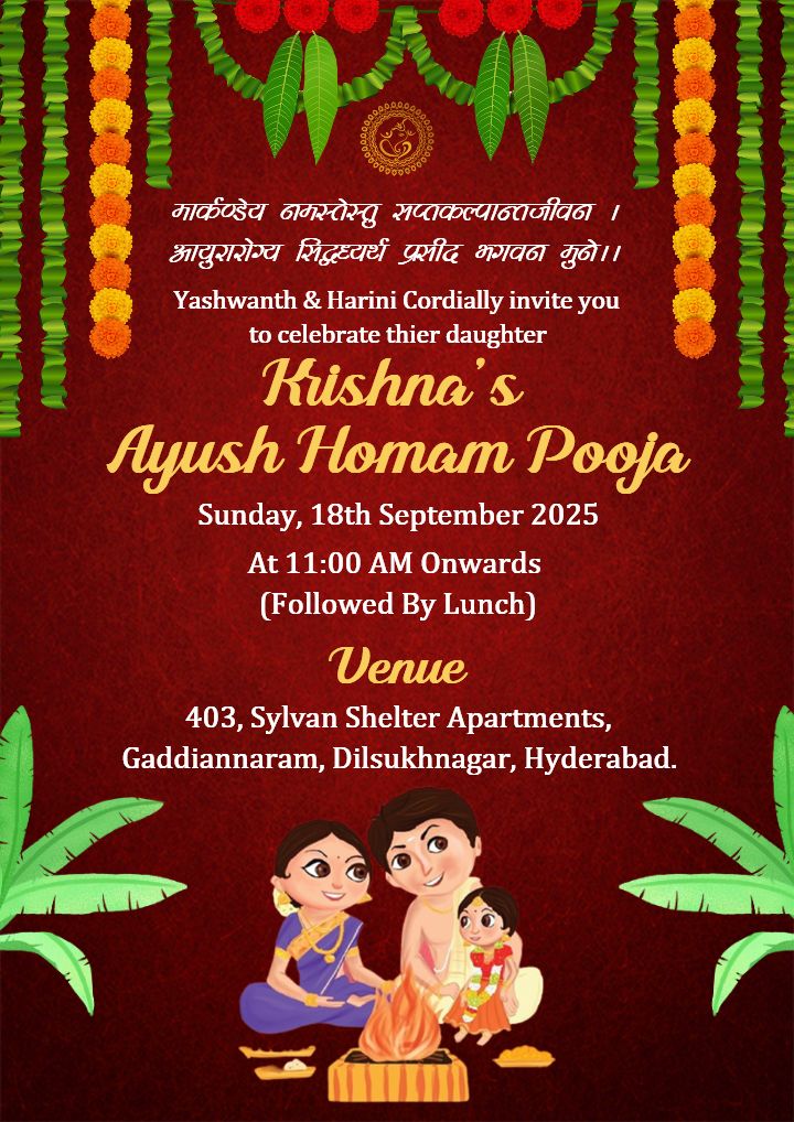 Ayush Homam Invitation Editable Templates Online