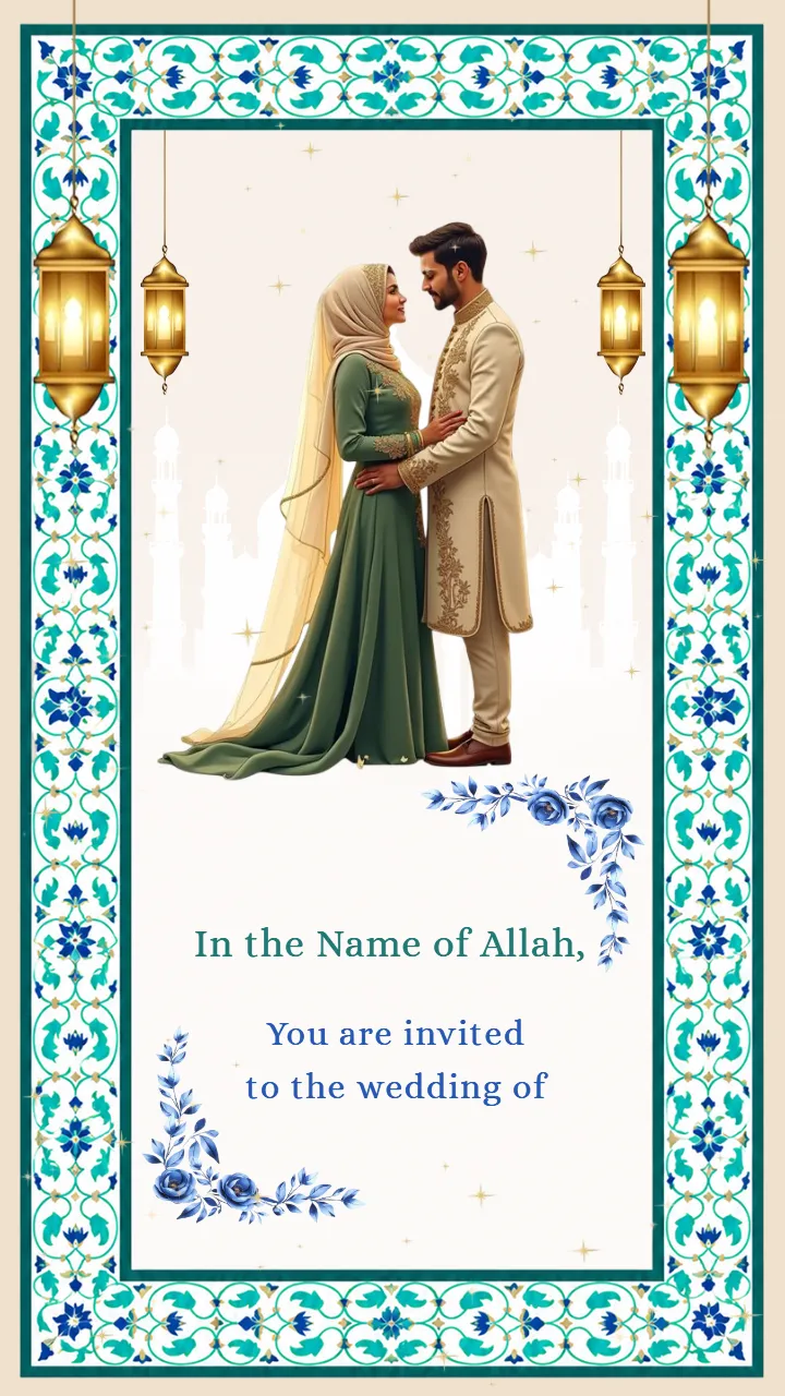 Muslim Wedding Invitation Video with Premium Floral Border