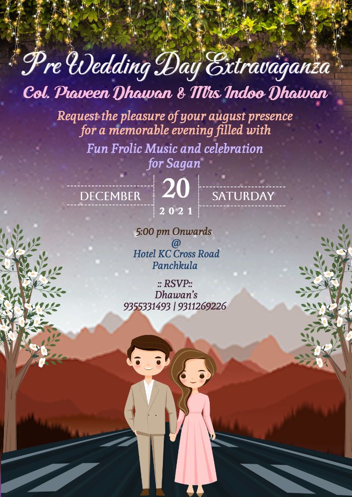 Attractive Pre Wedding Invitation Card in English Patterns
