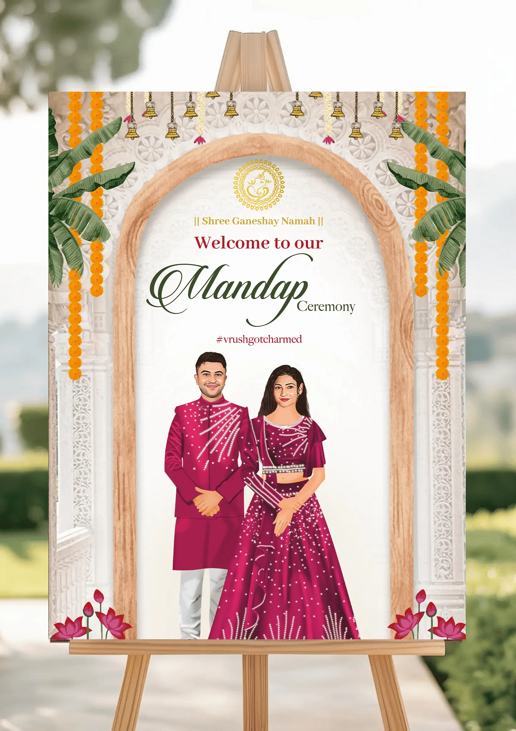 Caricature Mandap Ceremony Welcome Board