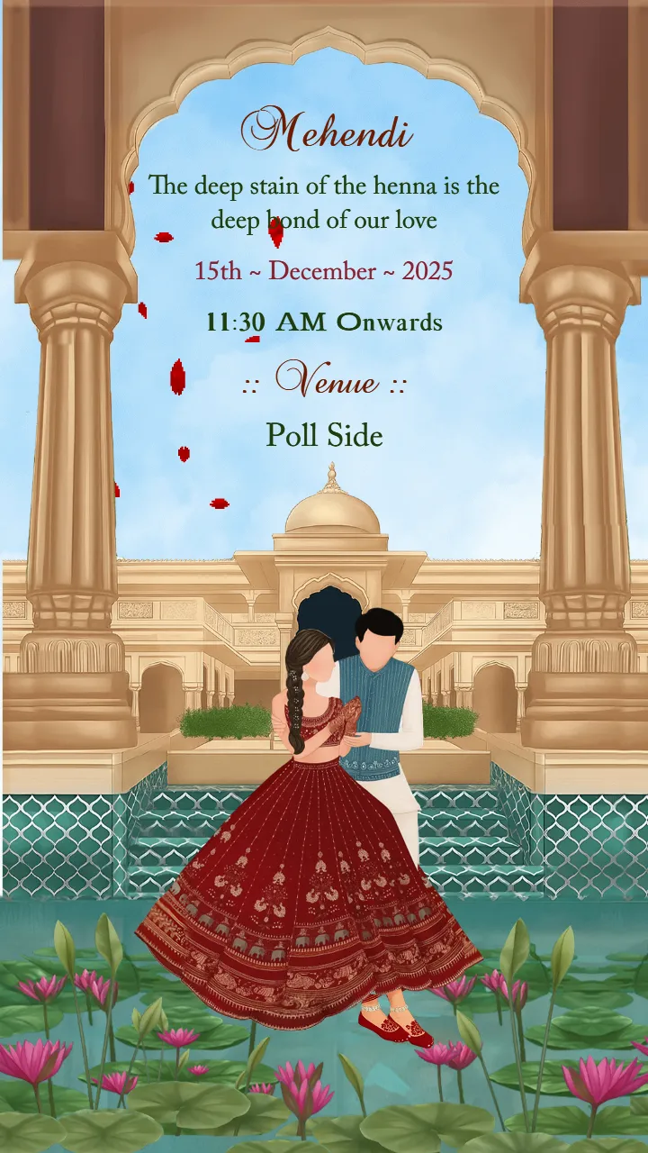 wedding invitation video with royal peacock art theme