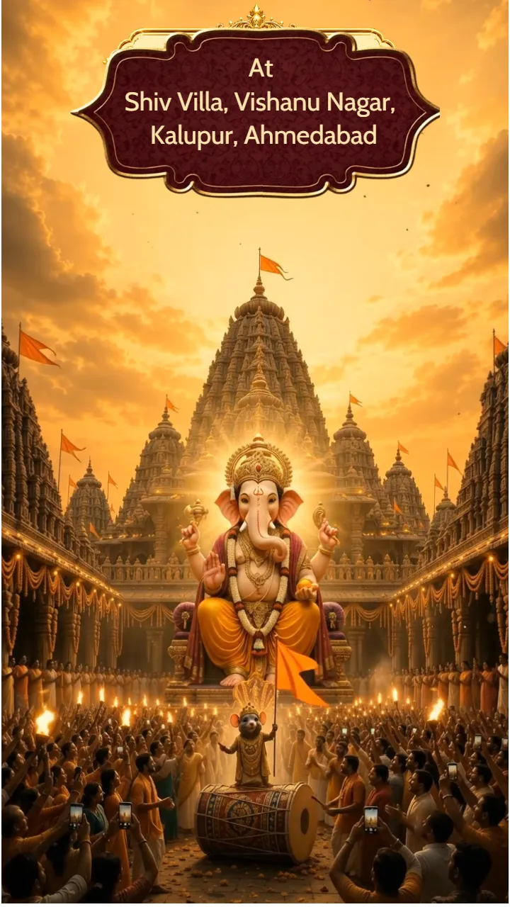 Ganpati Aagman Invitation Video with Temple Theme