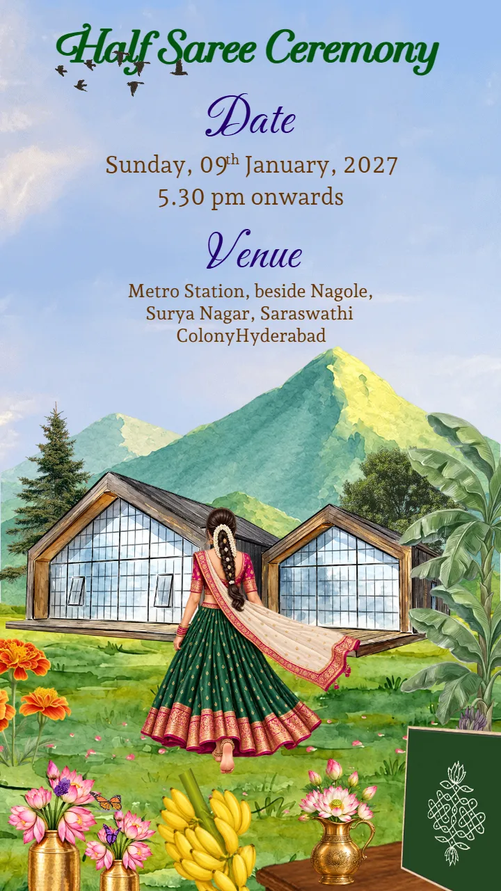 Half Saree Ceremony Invitation Video Online With Photos