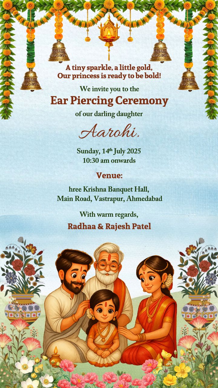 Elegant Ear Piercing Ceremony Video Invite with Family Theme
