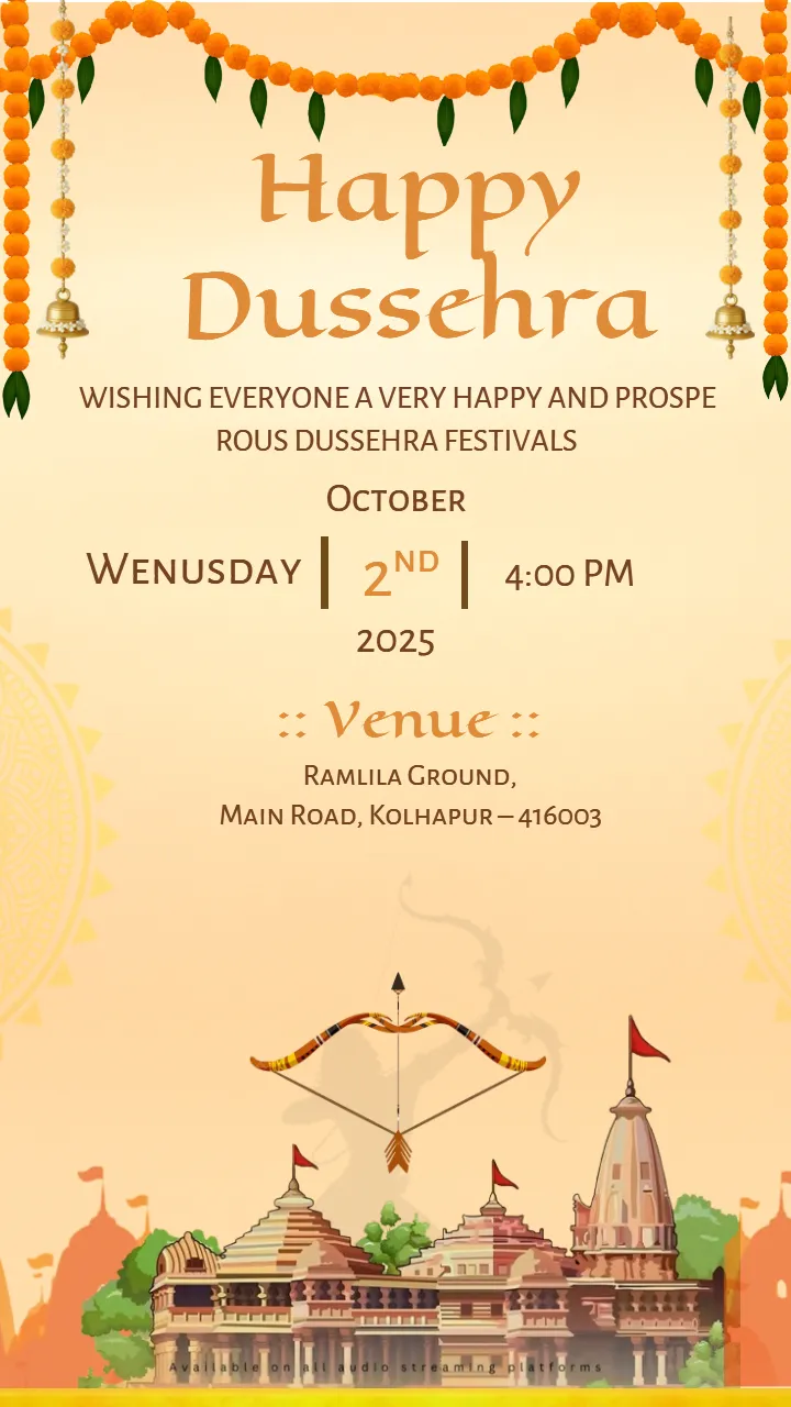 Dussehra Puja Invitation Card for 2nd oct 2025
