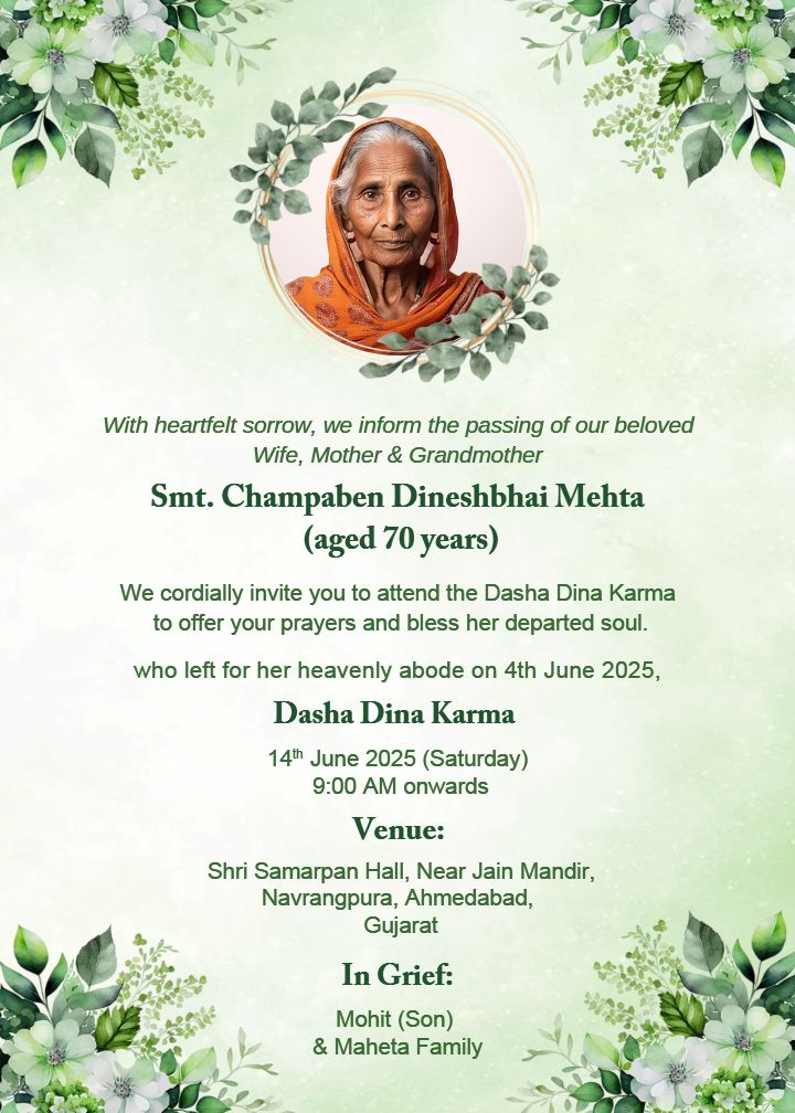 Green Floral Dasa Dina Karma Template in English Design