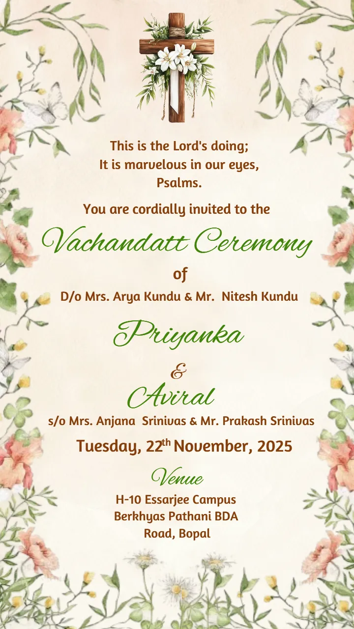 Vachandatt Ceremony Card in Elegant Indian Cultural Style
