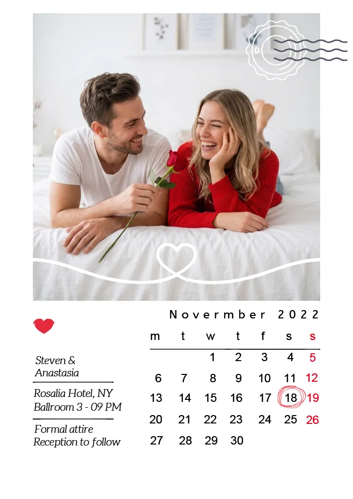 Wedding Calendar with Modern Photo Layout Designs