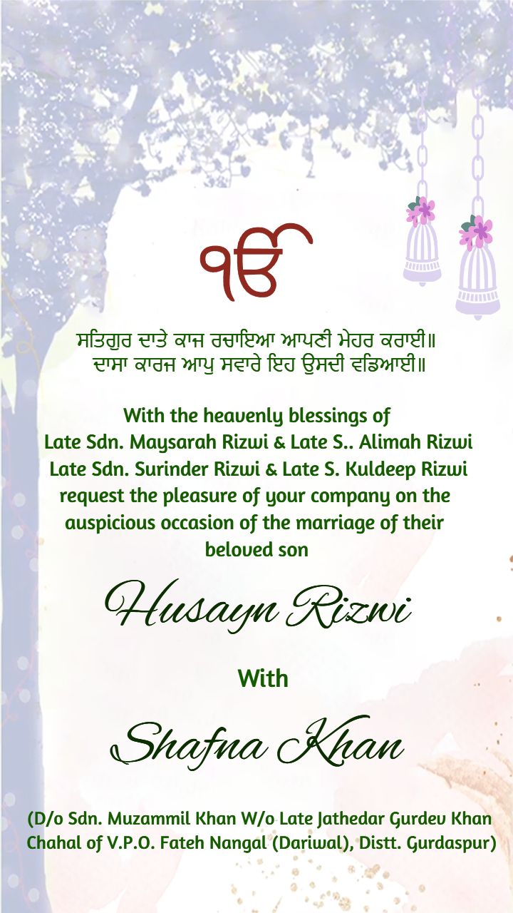 Floral borders Theme Punjabi Wedding Invitation Video