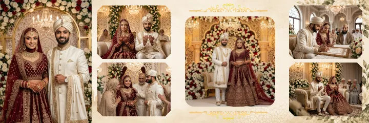 Muslim Wedding Album Luxury Islamic Couple PSD Template