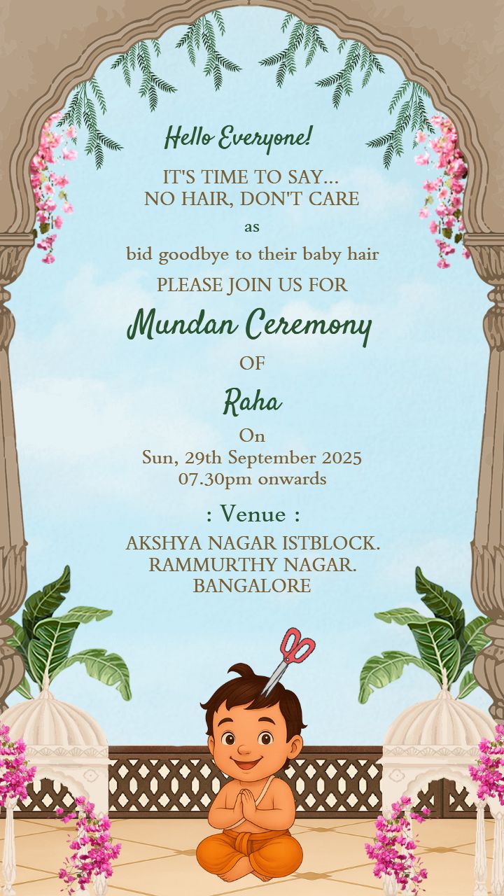 Colorful Baby Head Shaving Ceremony Card Design