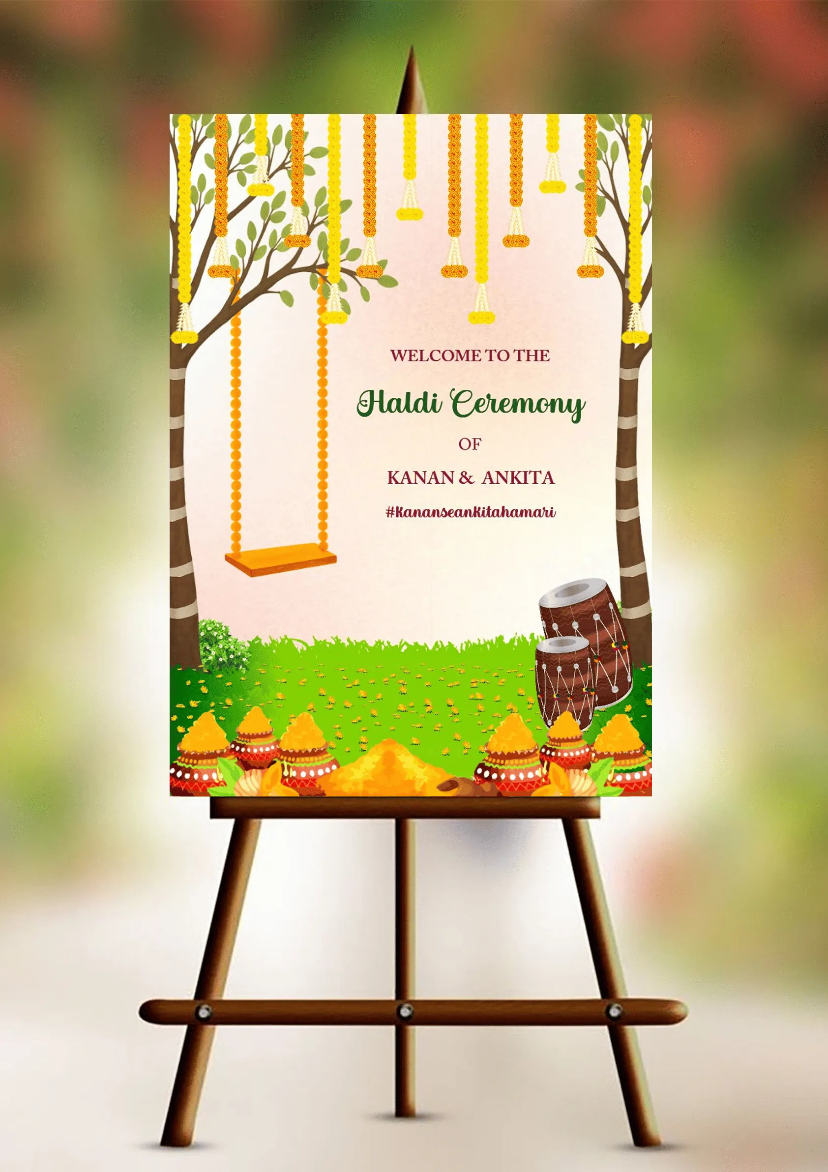 Printable Wedding Haldi Standee invitation Board Design