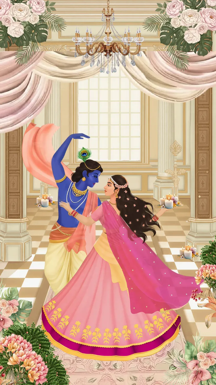 Wedding invitation video with Divine Radha Krishna Artwork