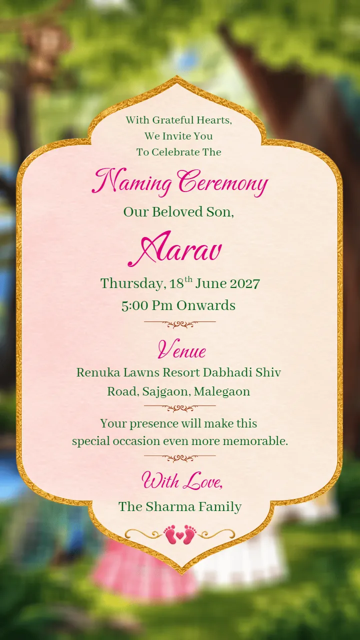 Naming Ceremony Invitation Video with Pink Lotus Artwork