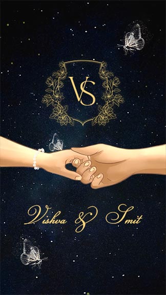 Starry Night Engagement Ceremony with Elegant Hand Design