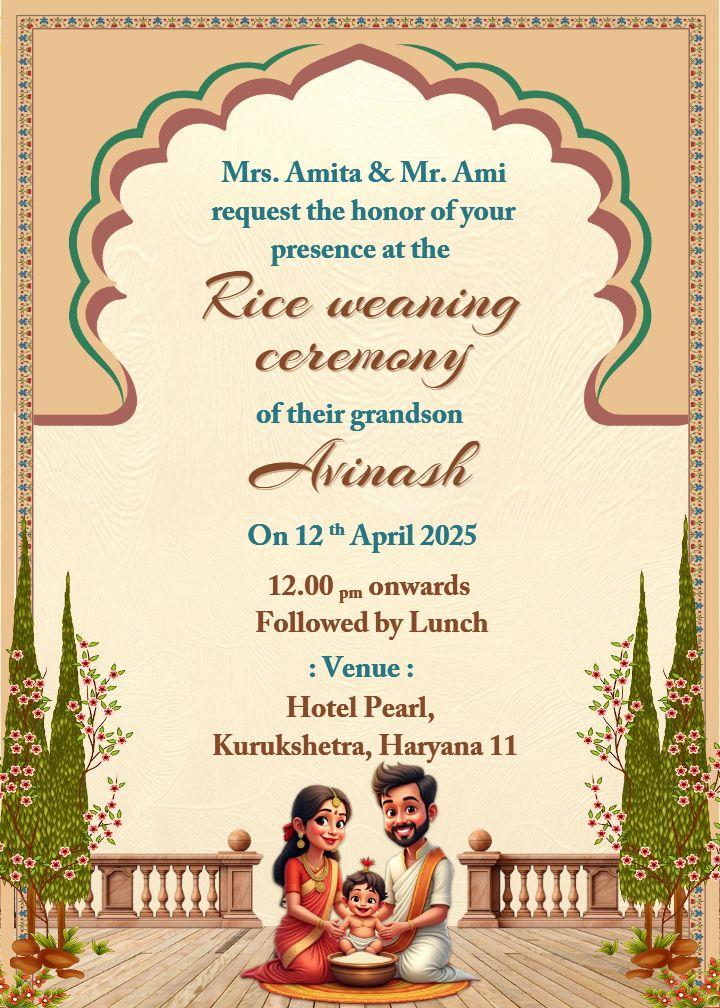 Traditional Rice Weaning Ceremony Invite Designs