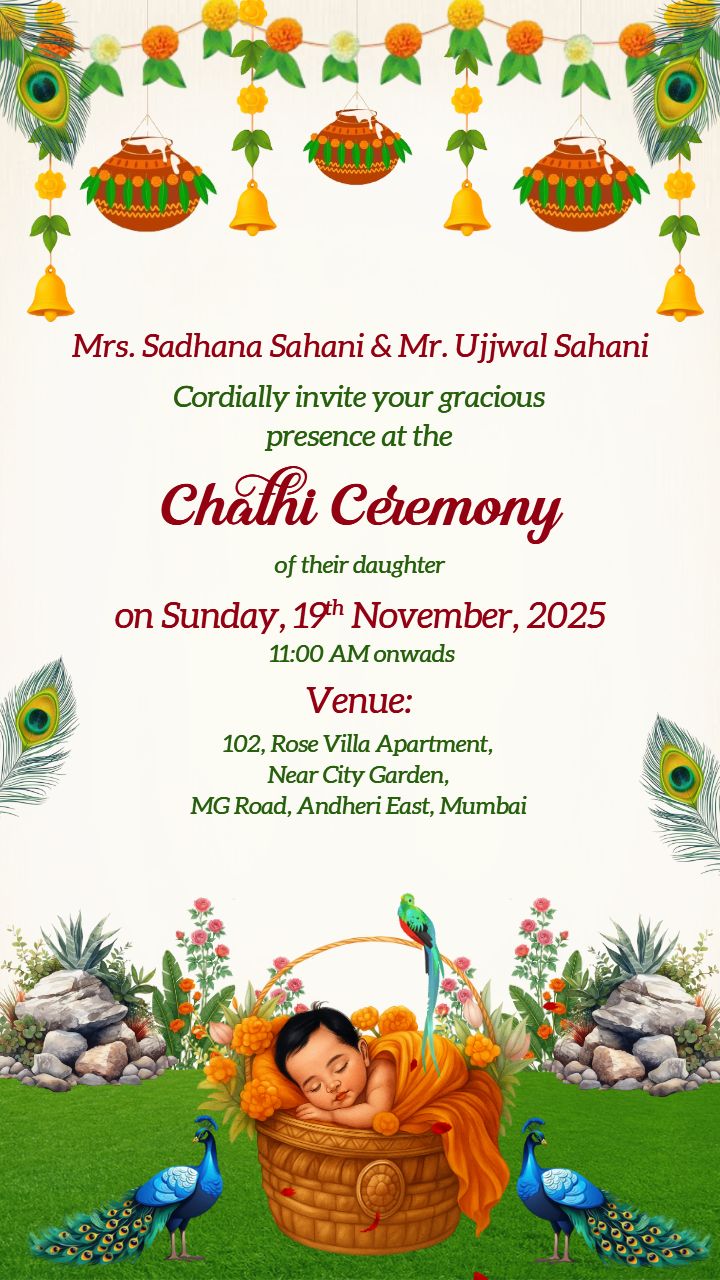 Chhathi Invitation Video In English Baby Girl Theme