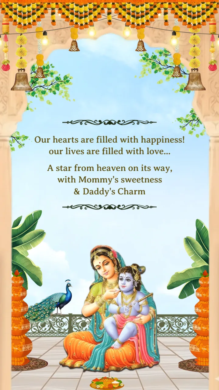 baby shower invitation cards Krishna themed templates