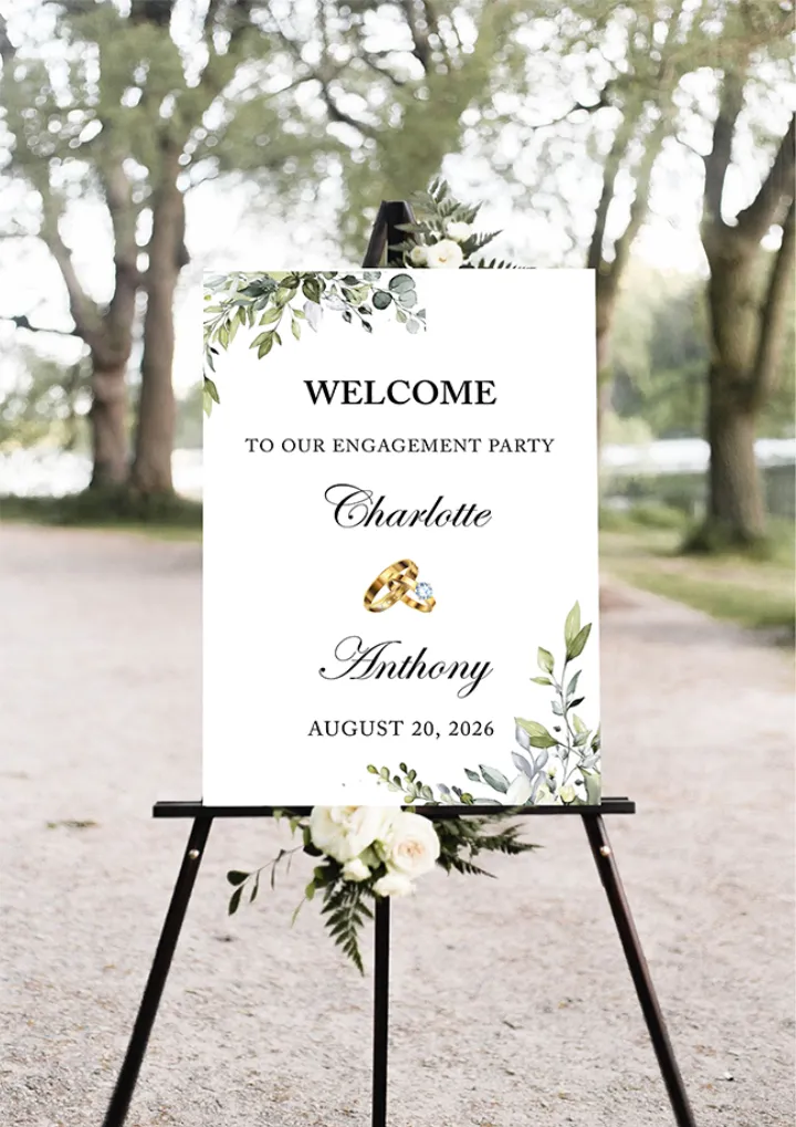 Minimalist Engagement Welcome Board for Beautiful Entry