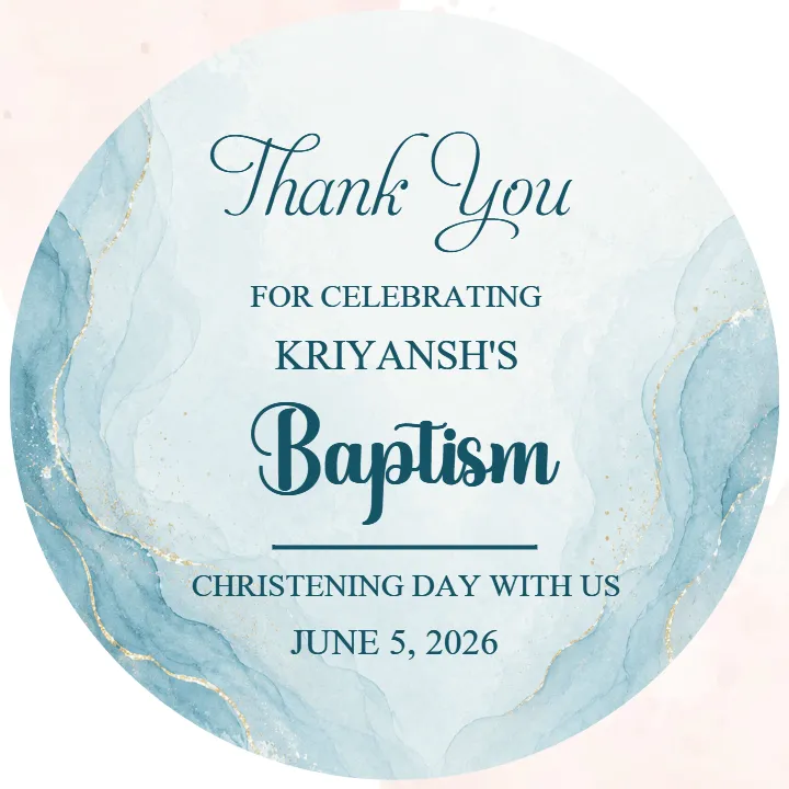 Christening Thank You Tag for Memorable Baptism Celebration