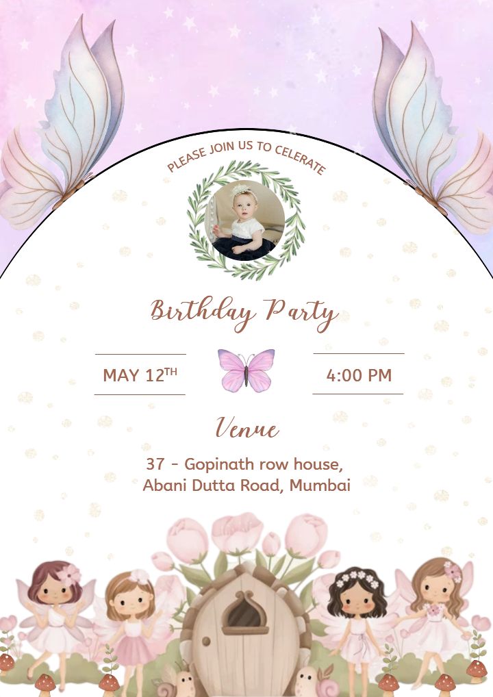 Magical Fairy Theme Kids Birthday Invitation Template