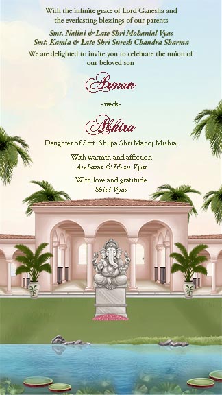 Traditional Wedding Invitation Template with Couple Backview