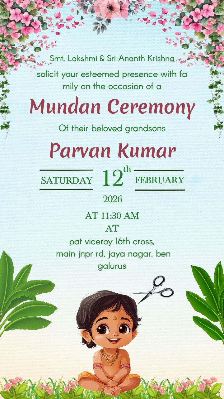 Baby Hair Cutting Ceremony Invitation Online Free
